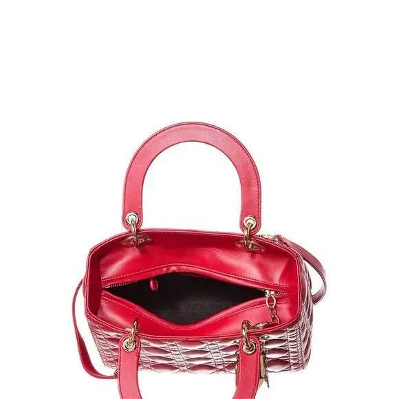 Dior Red Lambskin Leather Lady Dior Medium (Authentic Pre-Loved) - Picture 4 of 4